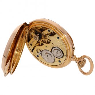 Swiss 18 carat gold digital lever pocket watch Circa 1885