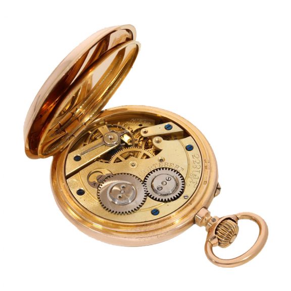 Swiss 18 carat gold digital lever pocket watch Circa 1885 Swiss 18 carat gold digital lever pocket watch Circa 1885