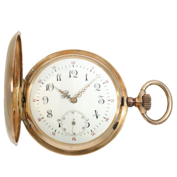 Swiss 14 carat gold large and heavy gold hunter case watch Circa 1890