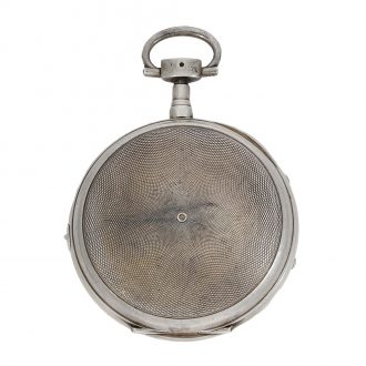 Swiss large verge watch with musical movement and automa Circa 1820