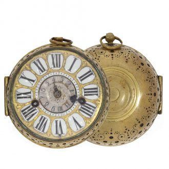 Swiss gilt single handed quality oignon watch with alarm Circa 1705