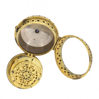 Swiss gilt single handed quality oignon watch with alarm Circa 1705