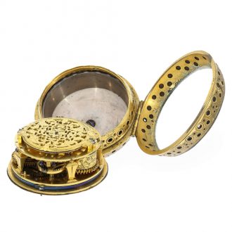 Swiss gilt single handed quality oignon watch with alarm Circa 1705