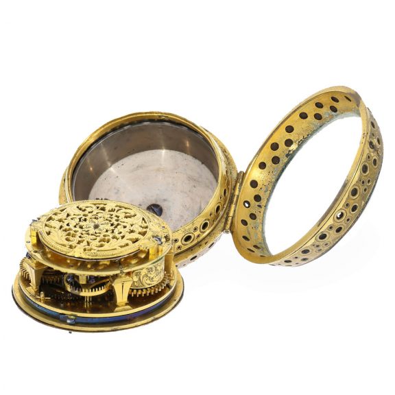 Swiss gilt single handed quality oignon watch with alarm Circa 1705 Swiss gilt single handed quality oignon watch with alarm Circa 1705