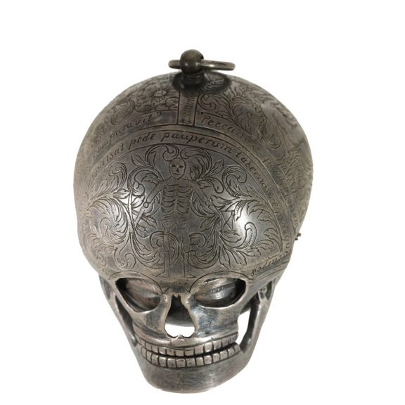 German early silver skull shaped pendant watch Circa 1700 German early silver skull shaped pendant watch Circa 1700