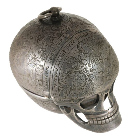 German early silver skull shaped pendant watch Circa 1700 German early silver skull shaped pendant watch Circa 1700