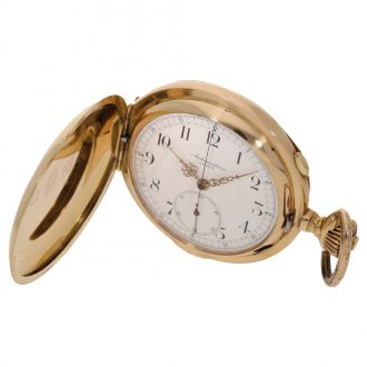 Swiss 14 carat gold full hunter cased watch with repeater Circa 1900