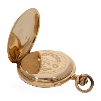 Swiss 14 carat gold full hunter cased watch with repeater Circa 1900