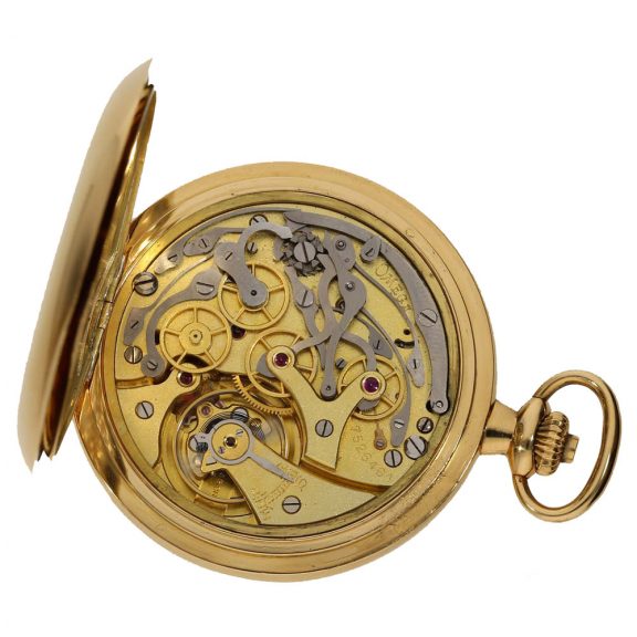 Swiss 18 carat gold chrono tachymeter with lever escapement Circa 1934 Swiss 18 carat gold chrono tachymeter with lever escapement Circa 1934