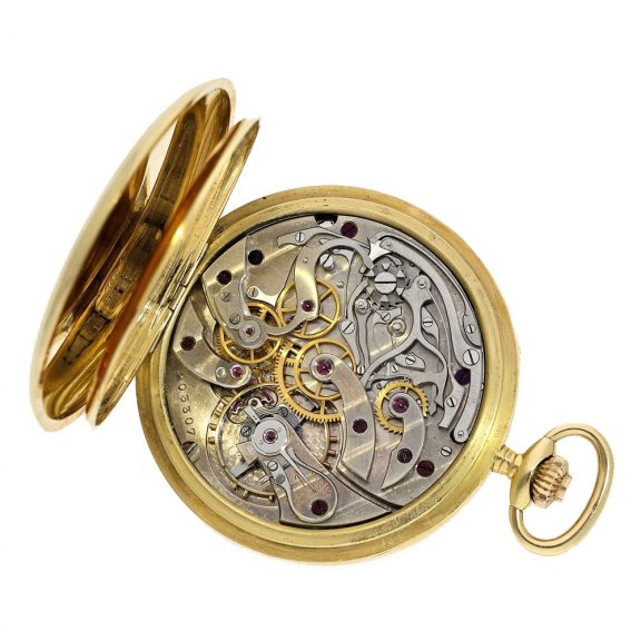 Swiss 18 carat gold open faced lever chronograph Circa 1920 Swiss 18 carat gold open faced lever chronograph Circa 1920
