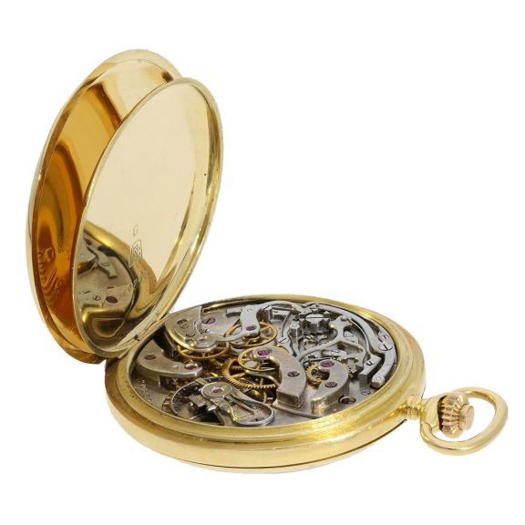 Swiss 18 carat gold open faced lever chronograph Circa 1920 Swiss 18 carat gold open faced lever chronograph Circa 1920