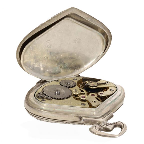 Swiss silver unusual Art Nouveau watch with retrograde dial Circa 1910 Swiss silver unusual Art Nouveau watch with retrograde dial Circa 1910