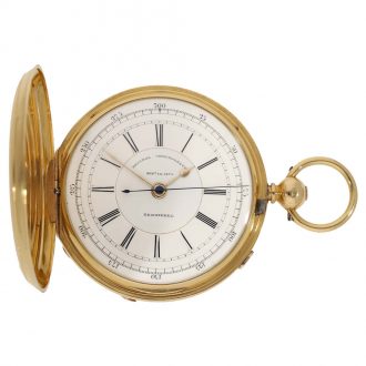 English 18 carat gold deck watch with stoppable seconds Circa 1878