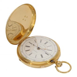 English 18 carat gold deck watch with stoppable seconds Circa 1878