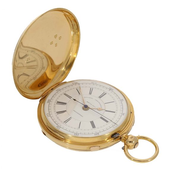 English 18 carat gold deck watch with stoppable seconds Circa 1878 English 18 carat gold deck watch with stoppable seconds Circa 1878