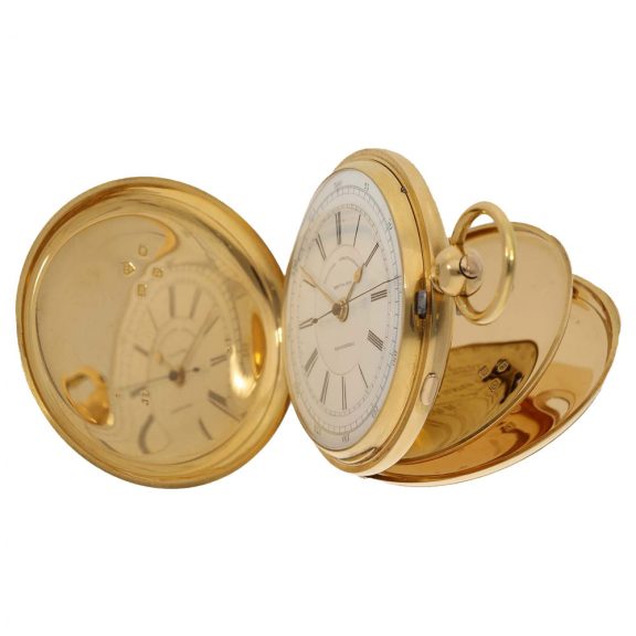 English 18 carat gold deck watch with stoppable seconds Circa 1878 English 18 carat gold deck watch with stoppable seconds Circa 1878