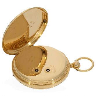 English 18 carat gold deck watch with stoppable seconds Circa 1878