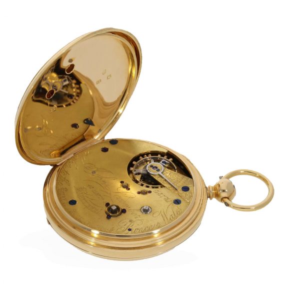 English 18 carat gold deck watch with stoppable seconds Circa 1878 English 18 carat gold deck watch with stoppable seconds Circa 1878