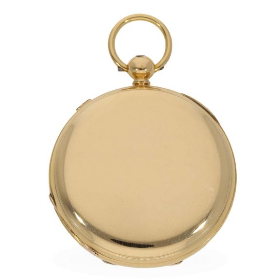 English 18 carat gold deck watch with stoppable seconds Circa 1878 English 18 carat gold deck watch with stoppable seconds Circa 1878