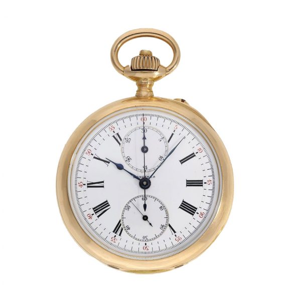 Swiss 18 carat gold high quality lever chronograph Circa 1890