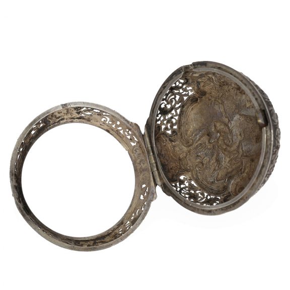 Early English silver verge repoussé watch with alarm Circa 1690 Early English silver verge repoussé watch with alarm Circa 1690