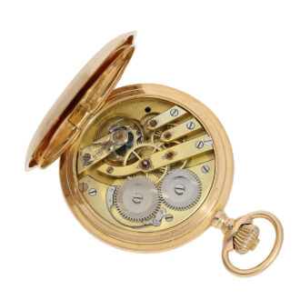 The movement of the watch features an IWC precision lever escapement with screwed gold chatons and a fine adjustment