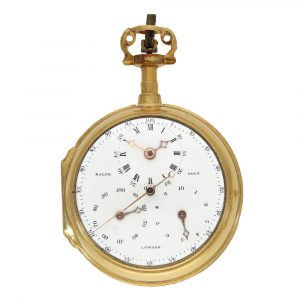 English fire gilded verge watch with pedometer Circa 1799