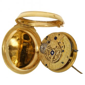 English fire gilded verge watch with pedometer Circa 1799