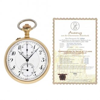 Swiss 18K gold anker chronometer with chronograph Circa 1908
