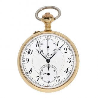 Swiss 18K gold anker chronometer with chronograph Circa 1908
