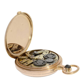 The movement has a very rare calibre escapement, chronograph and winding according to Mairet