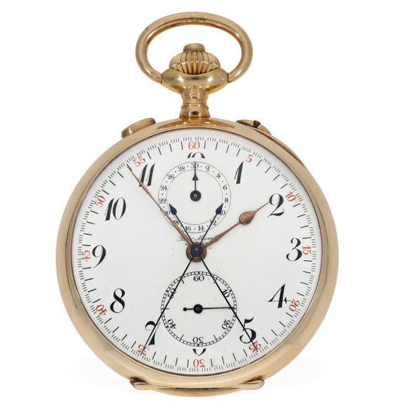 Swiss gold split seconds chronograph with counter Circa 1910