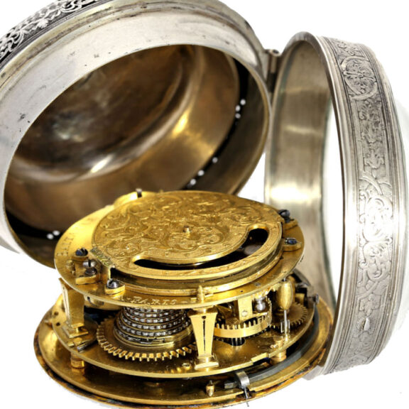 Fench silver verge with repeating hours and quarters Circa 1637 Fench silver verge with repeating hours and quarters Circa 1637