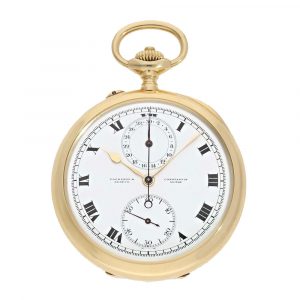 Swiss 18 carat gold watch with chronograph Circa 1916