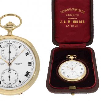 Swiss 18 carat gold watch with chronograph Circa 1916
