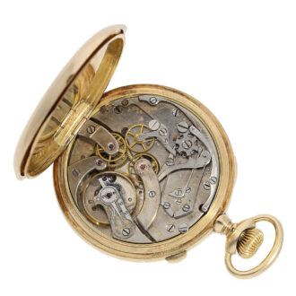 The movement of the watch features a precision lever escapement with fine adjustment and a chronograph rattrapante