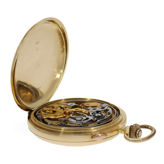 Swiss 18K gold minute repeating chronograph Circa 1900 Swiss 18K gold minute repeating chronograph Circa 1900