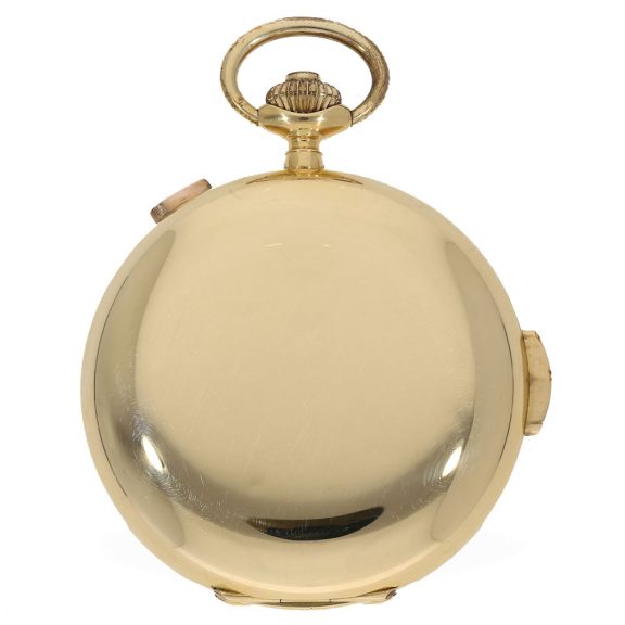 Swiss 18K gold minute repeating chronograph Circa 1900 Swiss 18K gold minute repeating chronograph Circa 1900