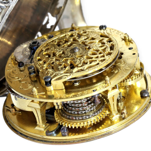 Early French silver verge watch with original key Circa 1687 Early French silver verge watch with original key Circa 1687