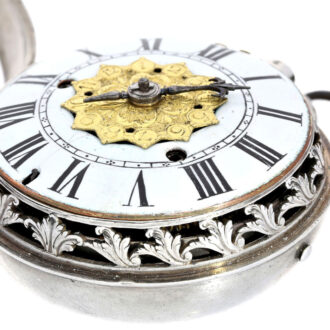 Early French silver verge watch with original key Circa 1687