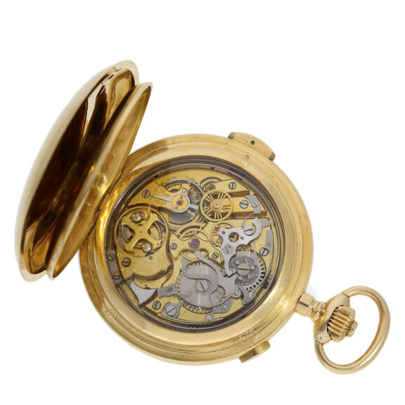 The movement of this watch also features factory glazing and has a fine Swiss lever escapement with a minute repeater and chronograph The movement of this watch also features factory glazing and has a fine Swiss lever escapement with a minute repeater and chronograph