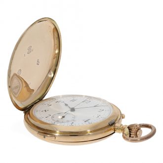 Swiss 14K gold quarter repeating lever with carillon Circa 1900