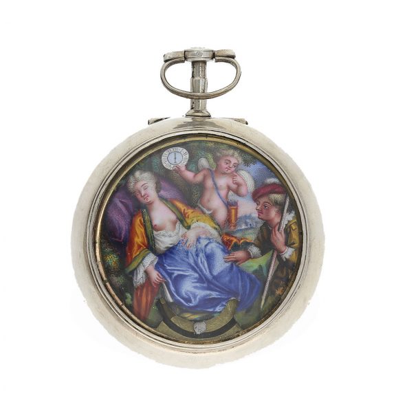 English silver verge watch with mock pendulum Circa 1710 English silver verge watch with mock pendulum Circa 1710