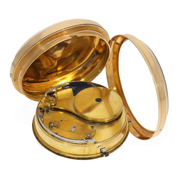 Swiss 18K gold cylinder watch with early self winding Circa 1790 Swiss 18K gold cylinder watch with early self winding Circa 1790
