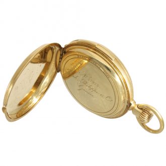 Swiss 18 carat gold hunter cased repeater watch Circa 1873