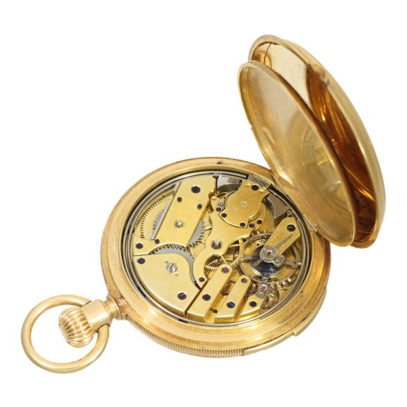 Swiss 18 carat gold hunter cased repeater watch Circa 1873 Swiss 18 carat gold hunter cased repeater watch Circa 1873