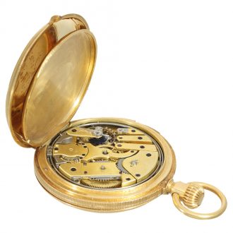 Swiss 18 carat gold hunter cased repeater watch Circa 1873