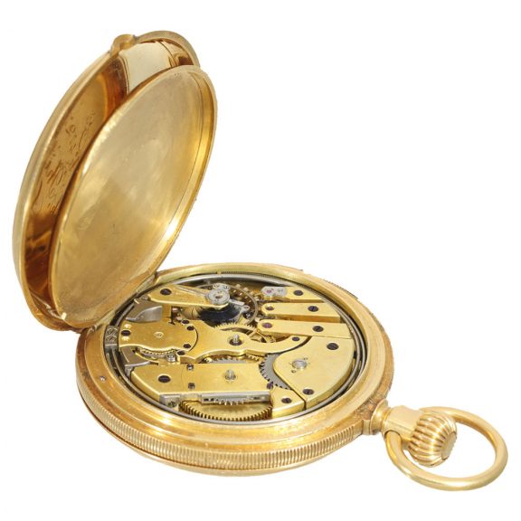 Swiss 18 carat gold hunter cased repeater watch Circa 1873 Swiss 18 carat gold hunter cased repeater watch Circa 1873
