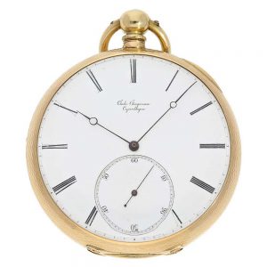 Danish gold pocket chronometer with key winding Circa 1855