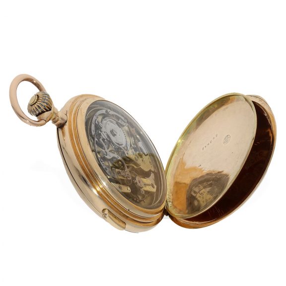 Swiss 14 carat pink gold watch with seven complications Circa 1890 Swiss 14 carat pink gold watch with seven complications Circa 1890